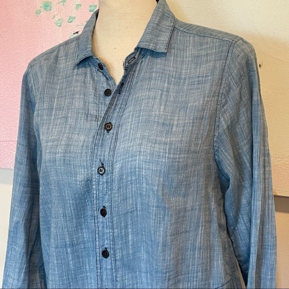 CP SHADES WOMEN'S LONG SLEEVE 100% COTTON Blue SHIFT DRESS TUNIC TOP - SIZE S. - Picture 3 of 8